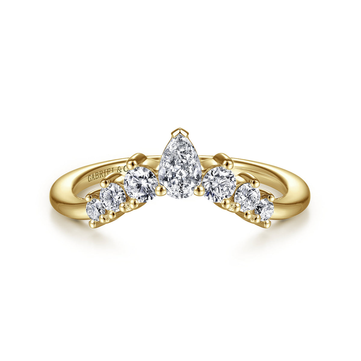 Curved-14K Yellow Gold Pear Shape and Round Diamond Anniversary Band — Gabriel & Co. AN15303Y44JJ