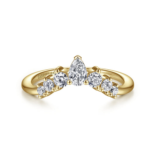 Curved-14K Yellow Gold Pear Shape and Round Diamond Anniversary Band — Gabriel & Co. AN15303Y44JJ