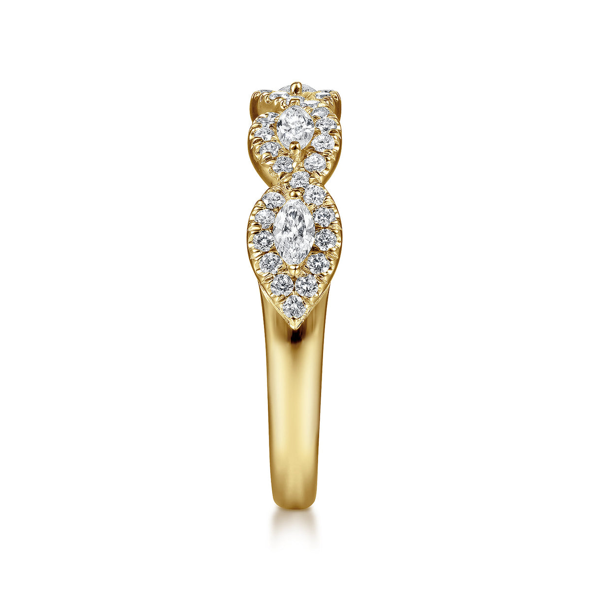 14K Yellow Gold Round and Marquise Halo Station Diamond Anniversary Band — Gabriel & Co. AN15312Y44JJ