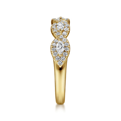 14K Yellow Gold Round and Marquise Halo Station Diamond Anniversary Band — Gabriel & Co. AN15312Y44JJ