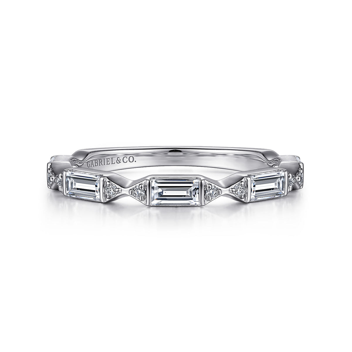 Platinum Bar Set Baguette and Round Diamond Anniversary Band — Gabriel & Co. AN15555PT4JJ