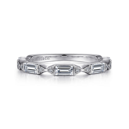 Platinum Bar Set Baguette and Round Diamond Anniversary Band — Gabriel & Co. AN15555PT4JJ