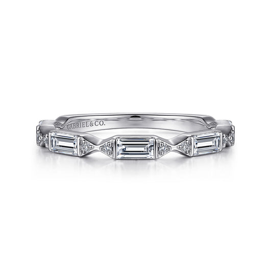 Platinum Bar Set Baguette and Round Diamond Anniversary Band — Gabriel & Co. AN15555PT4JJ