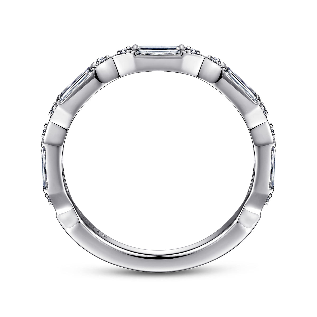 Platinum Bar Set Baguette and Round Diamond Anniversary Band — Gabriel & Co. AN15555PT4JJ