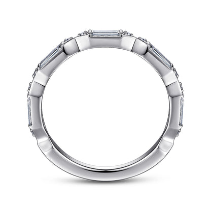 Platinum Bar Set Baguette and Round Diamond Anniversary Band — Gabriel & Co. AN15555PT4JJ