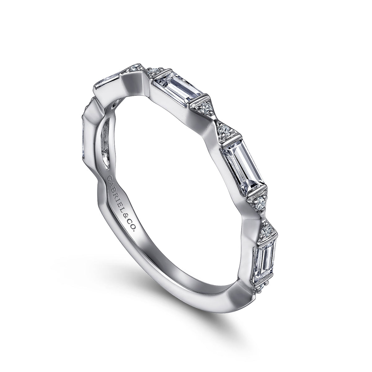 Platinum Bar Set Baguette and Round Diamond Anniversary Band — Gabriel & Co. AN15555PT4JJ