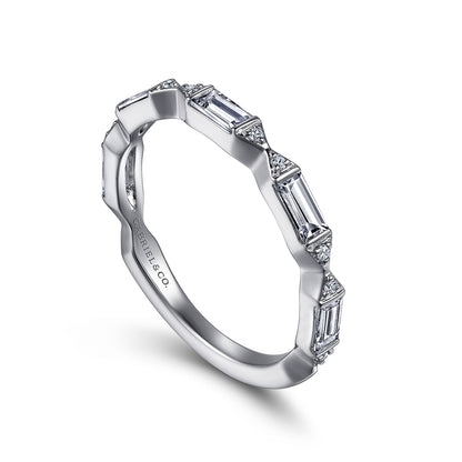 Platinum Bar Set Baguette and Round Diamond Anniversary Band — Gabriel & Co. AN15555PT4JJ