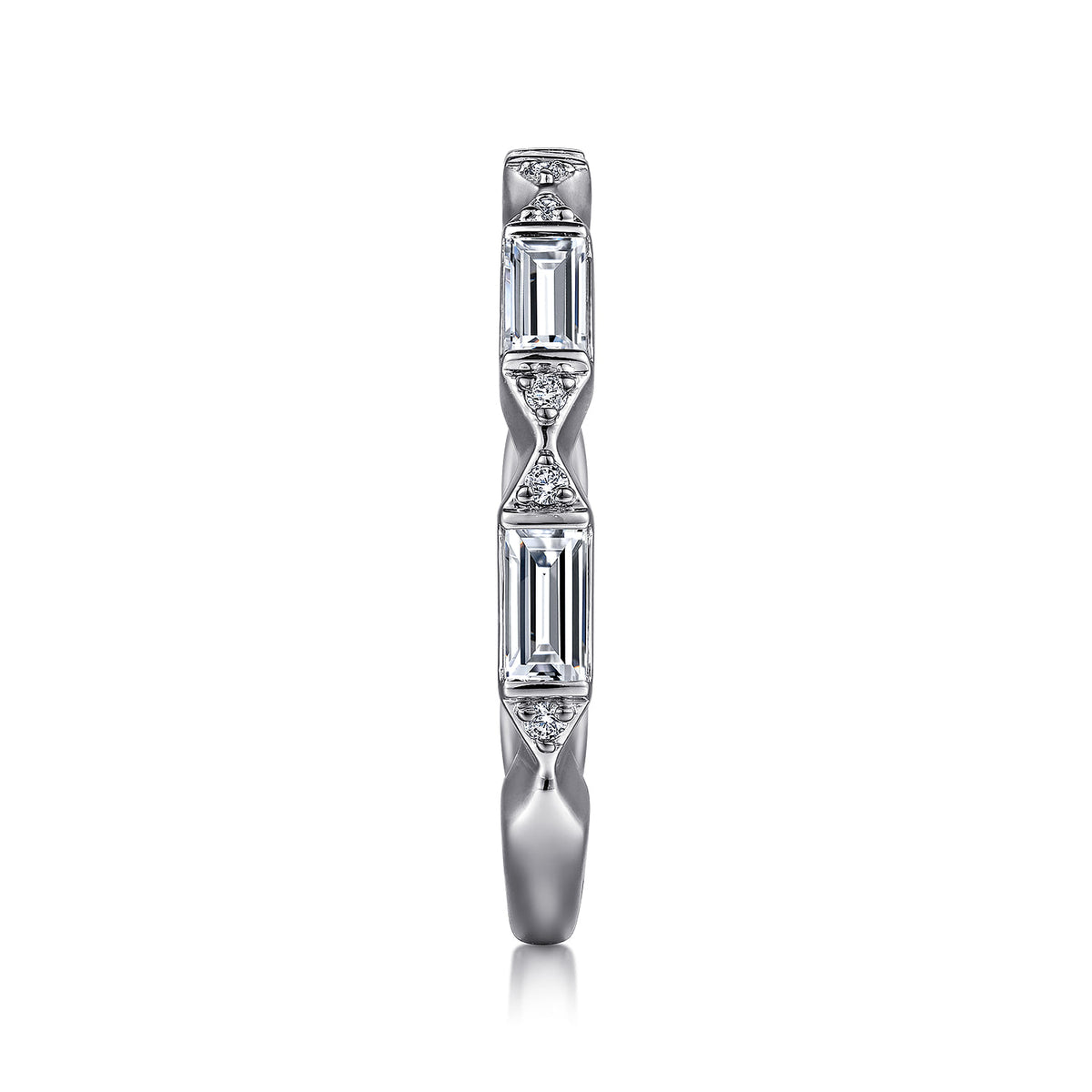 Platinum Bar Set Baguette and Round Diamond Anniversary Band — Gabriel & Co. AN15555PT4JJ