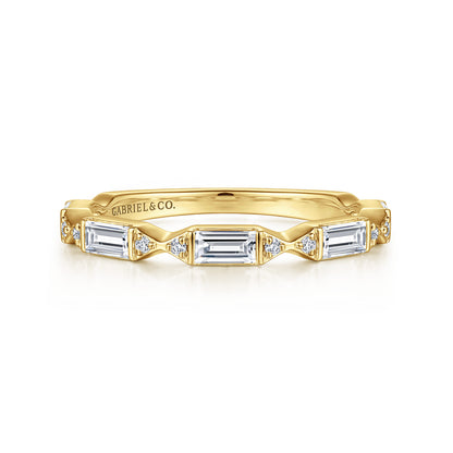 14K Yellow Gold Bar Set Baguette and Round Diamond Anniversary Band — Gabriel & Co. AN15555Y44JJ