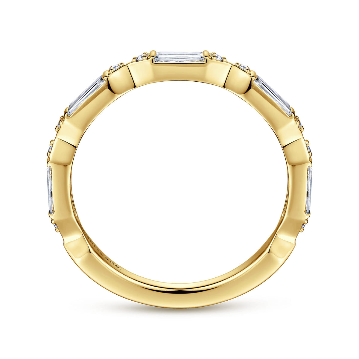 14K Yellow Gold Bar Set Baguette and Round Diamond Anniversary Band — Gabriel & Co. AN15555Y44JJ