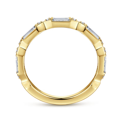 14K Yellow Gold Bar Set Baguette and Round Diamond Anniversary Band — Gabriel & Co. AN15555Y44JJ