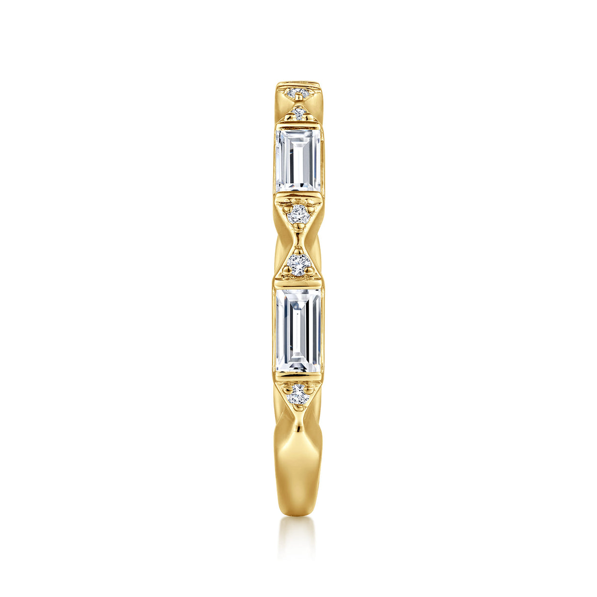 14K Yellow Gold Bar Set Baguette and Round Diamond Anniversary Band — Gabriel & Co. AN15555Y44JJ