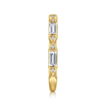 14K Yellow Gold Bar Set Baguette and Round Diamond Anniversary Band — Gabriel & Co. AN15555Y44JJ
