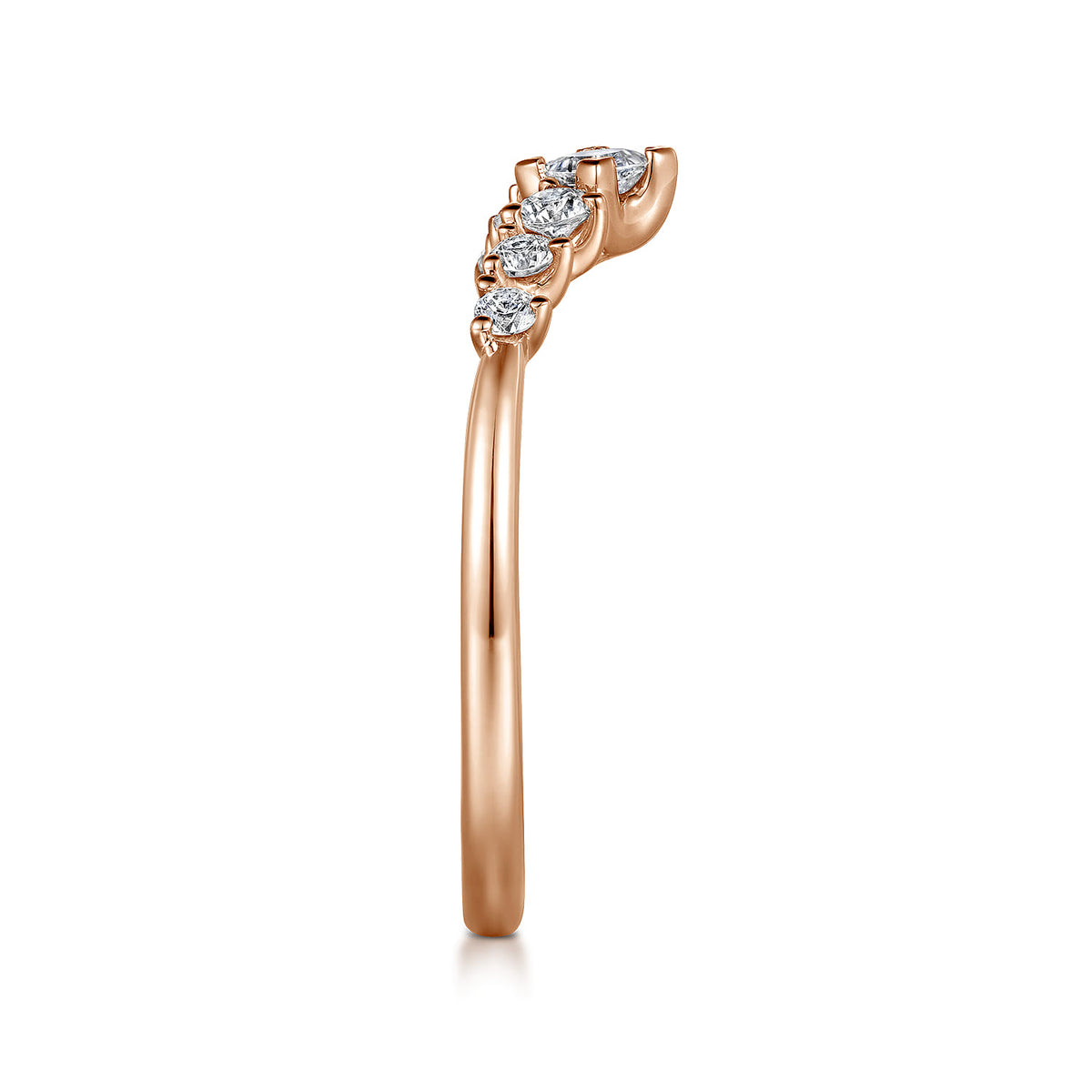 Curved 14K Rose Gold Princess Cut and Round Diamond Anniversary Band — Gabriel & Co. AN15557K44JJ