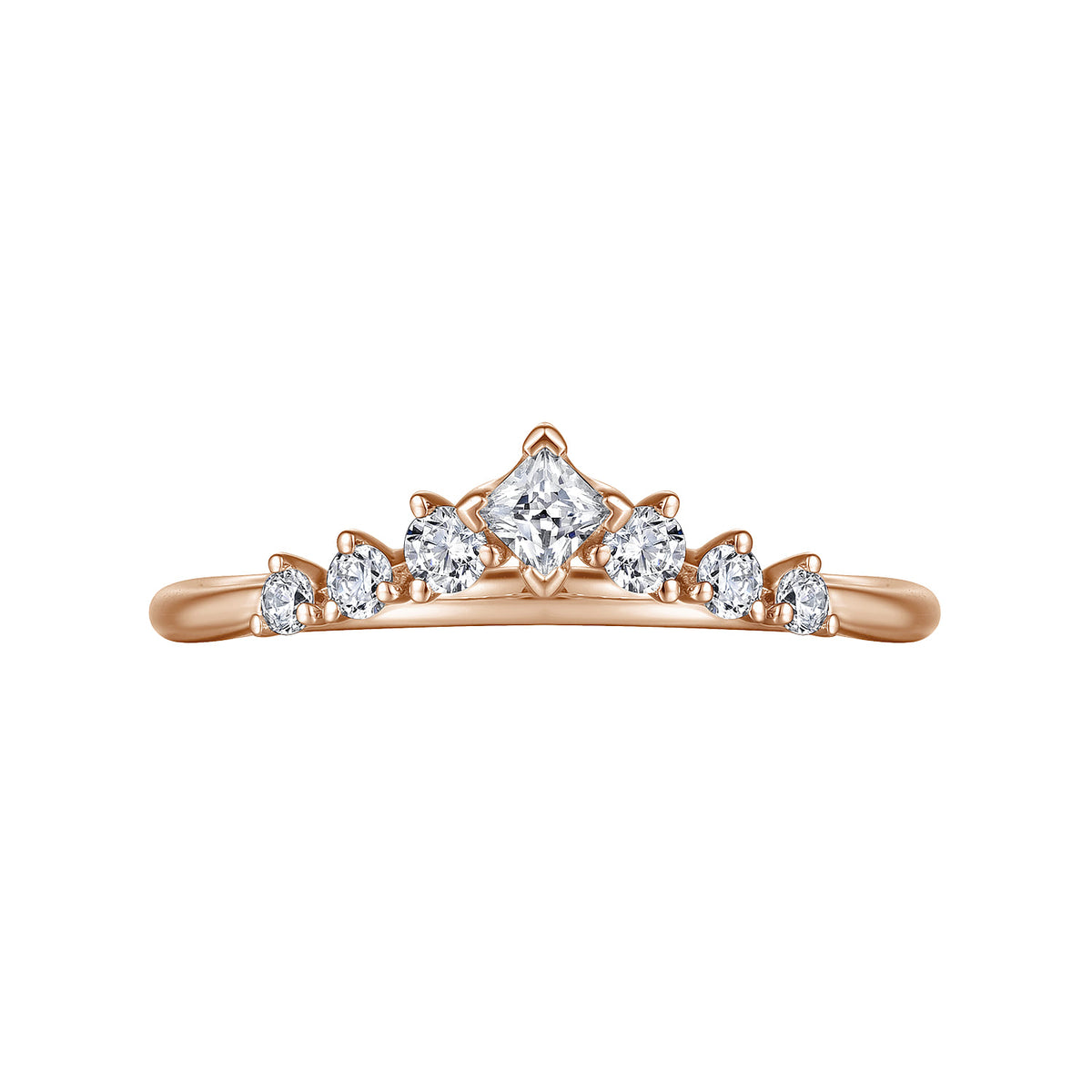 Curved 14K Rose Gold Princess Cut and Round Diamond Anniversary Band — Gabriel & Co. AN15557K44JJ