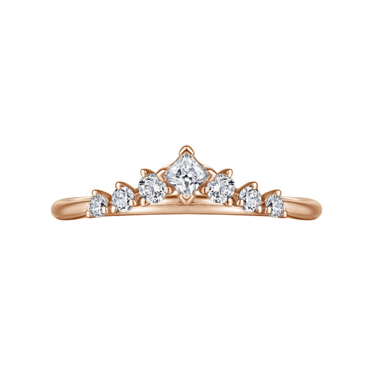 Curved 14K Rose Gold Princess Cut and Round Diamond Anniversary Band — Gabriel & Co. AN15557K44JJ