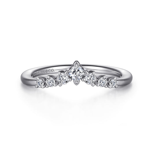 Curved Platinum Princess Cut and Round Diamond Anniversary Band — Gabriel & Co. AN15557PT4JJ