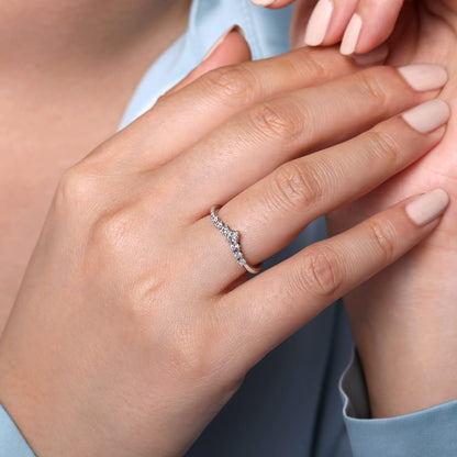 Curved Platinum Princess Cut and Round Diamond Anniversary Band — Gabriel & Co. AN15557PT4JJ