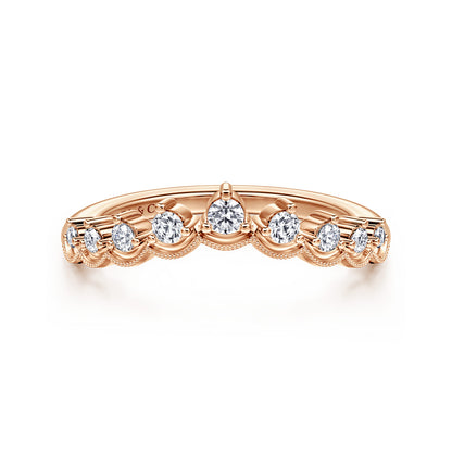 Vintage Inspired 14K Rose Gold Curved Diamond Anniversary Band — Gabriel & Co. AN15560K44JJ