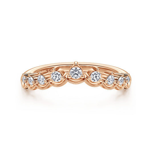 Vintage Inspired 14K Rose Gold Curved Diamond Anniversary Band — Gabriel & Co. AN15560K44JJ