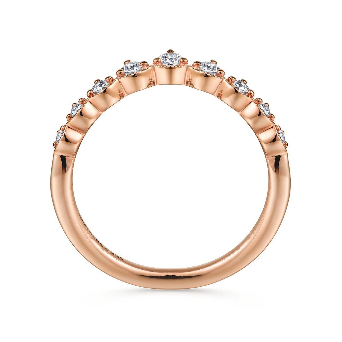 Vintage Inspired 14K Rose Gold Curved Diamond Anniversary Band — Gabriel & Co. AN15560K44JJ