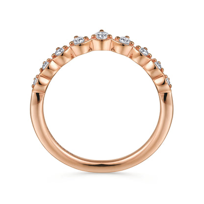 Vintage Inspired 14K Rose Gold Curved Diamond Anniversary Band — Gabriel & Co. AN15560K44JJ