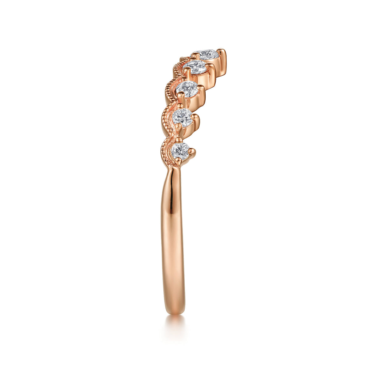 Vintage Inspired 14K Rose Gold Curved Diamond Anniversary Band — Gabriel & Co. AN15560K44JJ
