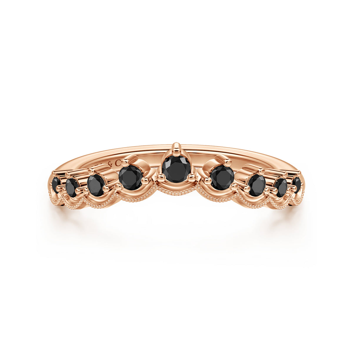 Vintage Inspired 14K Rose Gold Curved Diamond Anniversary Band - 0.25 ct — Gabriel & Co. AN15560K4JBD