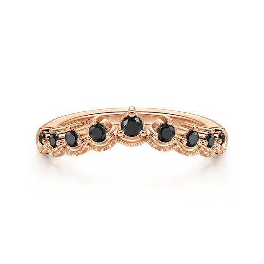 Vintage Inspired 14K Rose Gold Curved Diamond Anniversary Band - 0.25 ct — Gabriel & Co. AN15560K4JBD