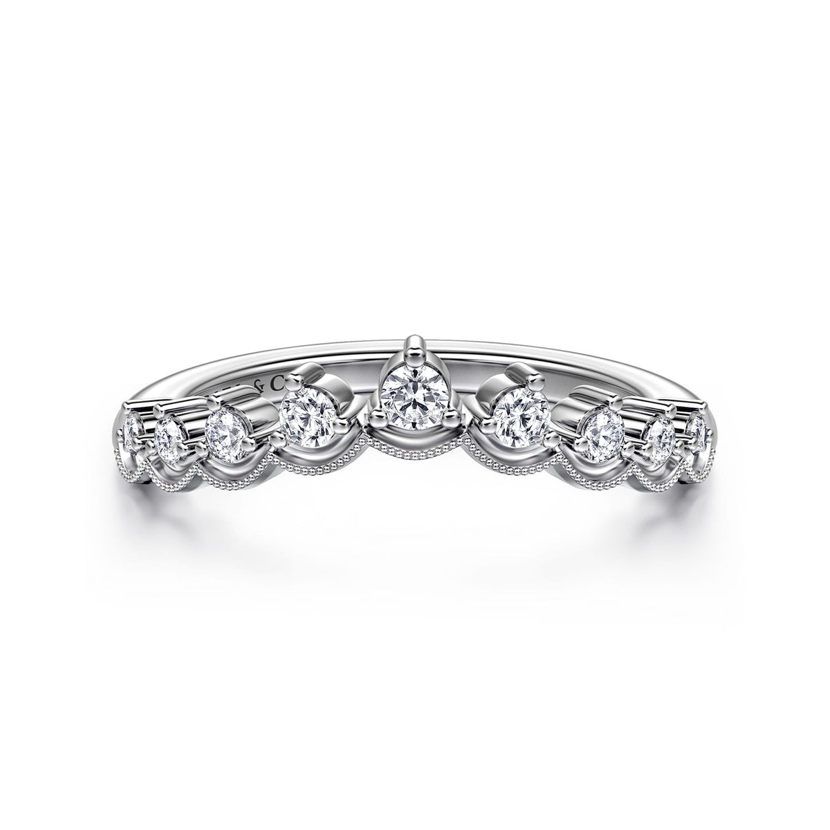 Vintage Inspired 14K White Gold Curved Diamond Anniversary Band — Gabriel & Co. AN15560W44JJ
