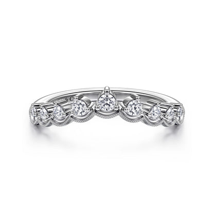 Vintage Inspired 14K White Gold Curved Diamond Anniversary Band — Gabriel & Co. AN15560W44JJ