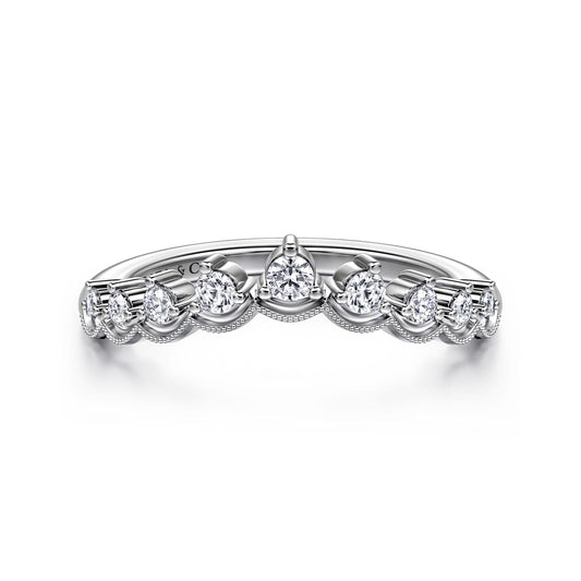 Vintage Inspired 14K White Gold Curved Diamond Anniversary Band — Gabriel & Co. AN15560W44JJ