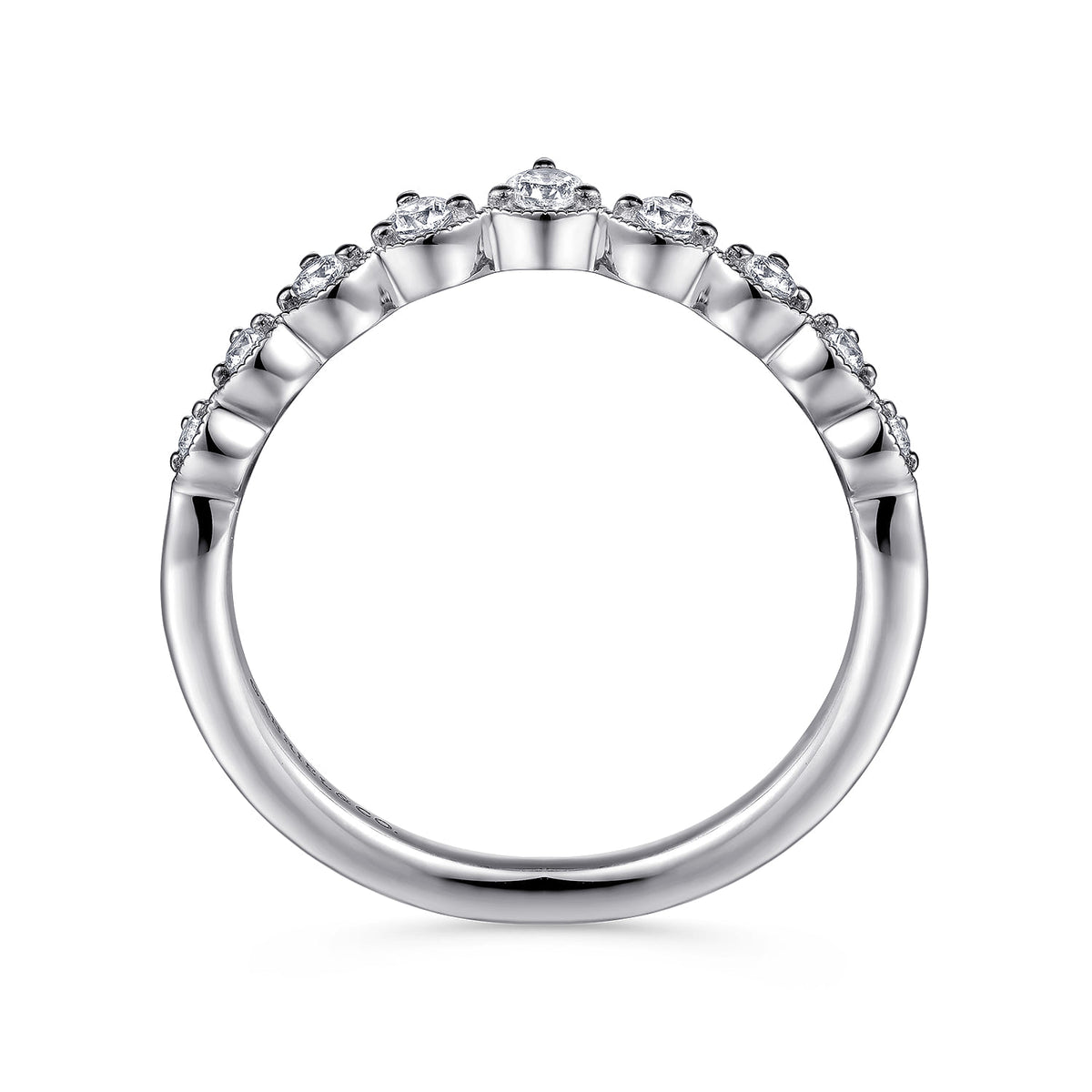 Vintage Inspired 14K White Gold Curved Diamond Anniversary Band — Gabriel & Co. AN15560W44JJ