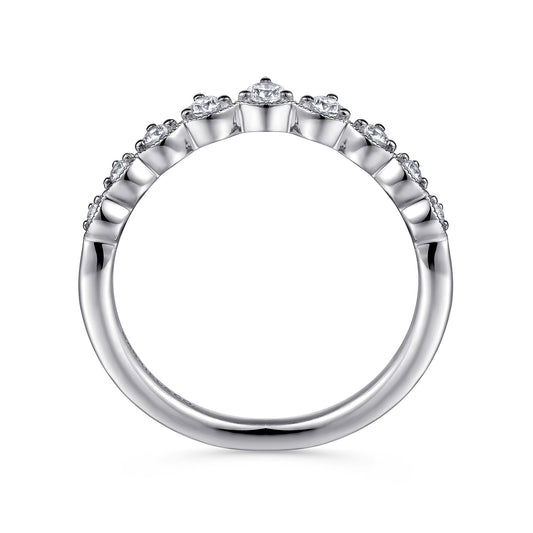 Vintage Inspired 14K White Gold Curved Diamond Anniversary Band — Gabriel & Co. AN15560W44JJ
