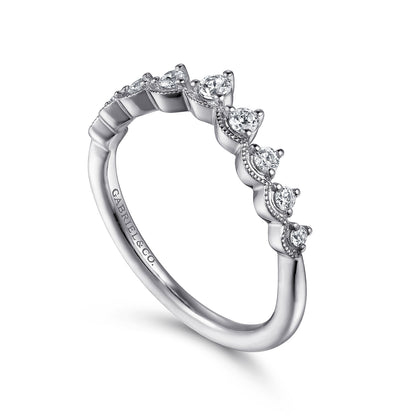 Vintage Inspired 14K White Gold Curved Diamond Anniversary Band — Gabriel & Co. AN15560W44JJ