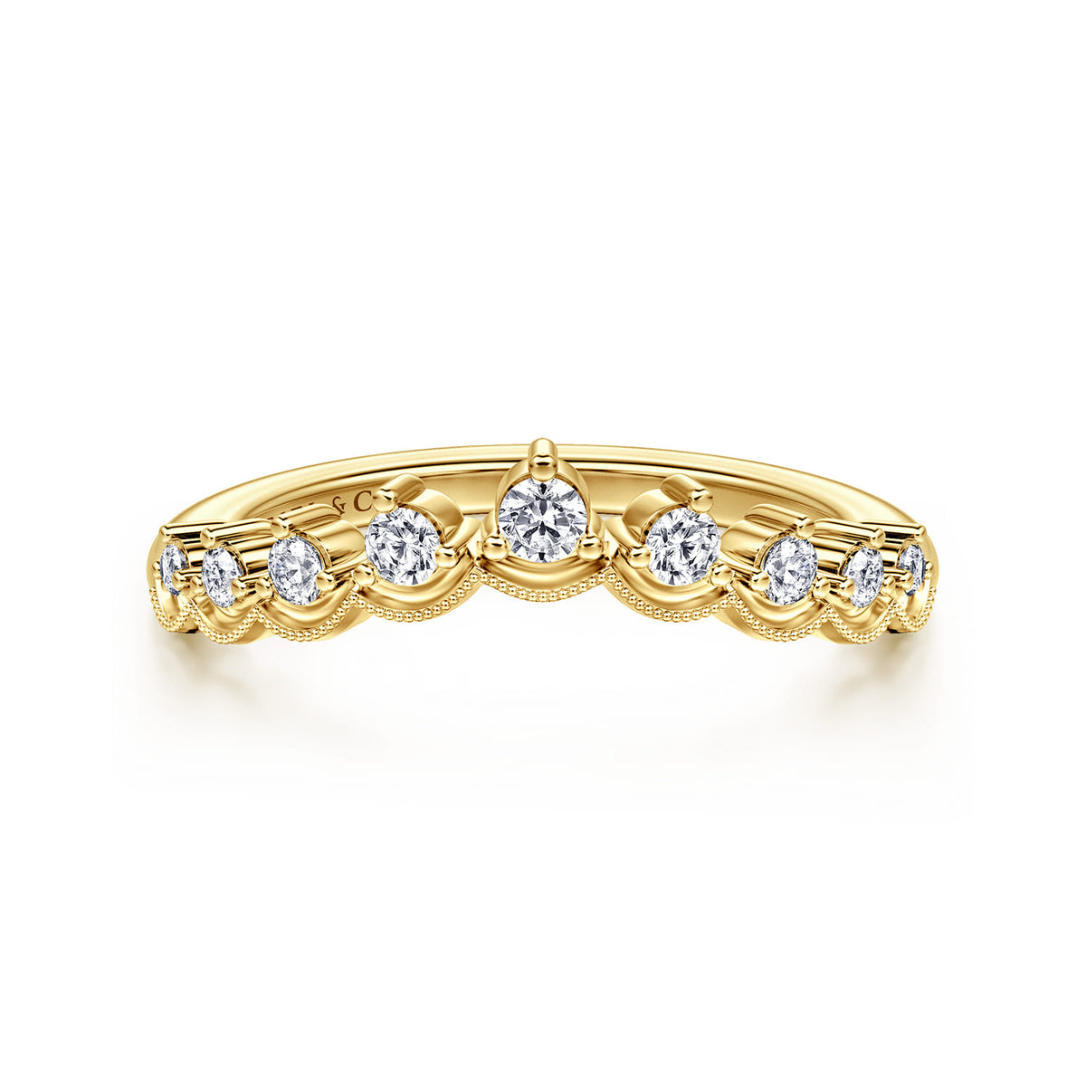 Vintage Inspired 14K Yellow Gold Curved Diamond Anniversary Band — Gabriel & Co. AN15560Y44JJ