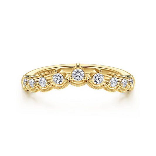 Vintage Inspired 14K Yellow Gold Curved Diamond Anniversary Band — Gabriel & Co. AN15560Y44JJ