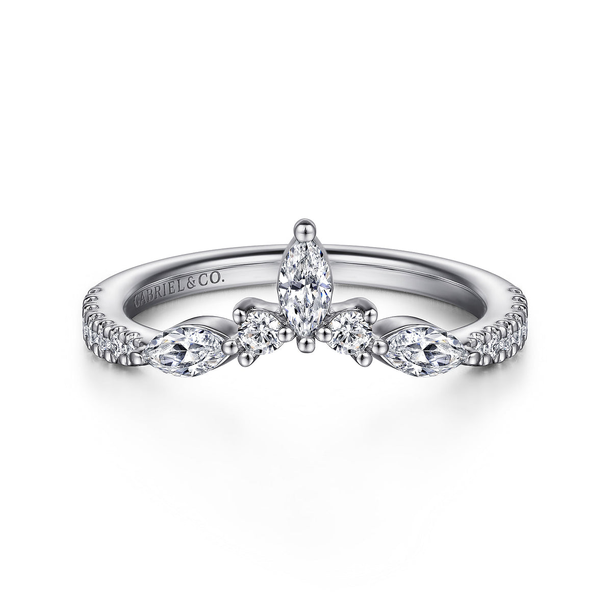 Curved Platinum Marquise and Round Diamond Anniversary Band — Gabriel & Co. AN15563PT4JJ