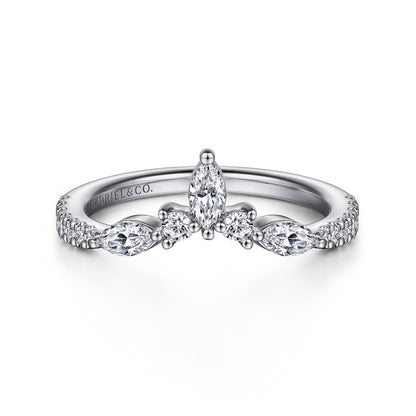 Curved Platinum Marquise and Round Diamond Anniversary Band — Gabriel & Co. AN15563PT4JJ