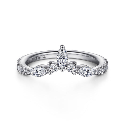 Curved Platinum Marquise and Round Diamond Anniversary Band — Gabriel & Co. AN15563PT4JJ