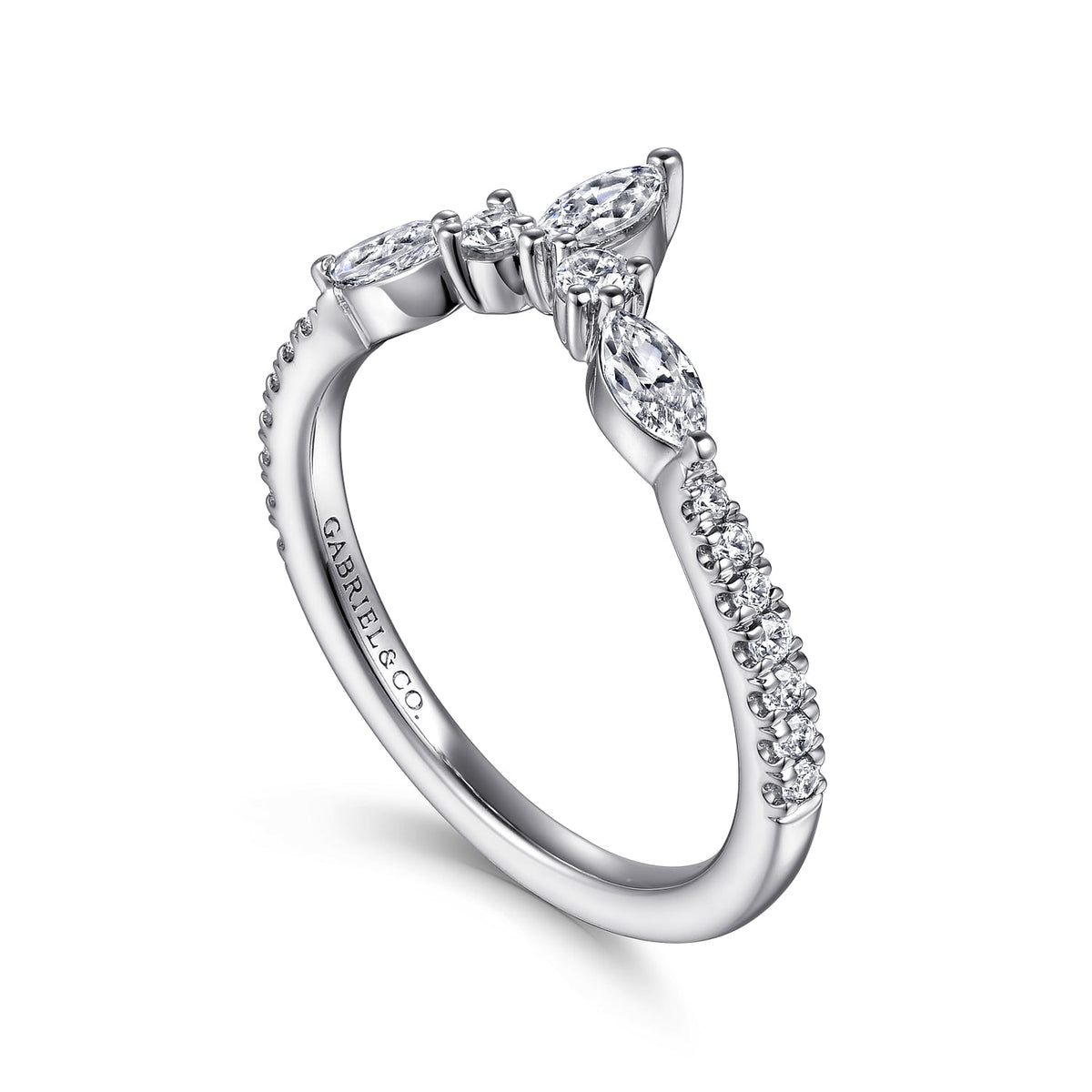 Curved Platinum Marquise and Round Diamond Anniversary Band — Gabriel & Co. AN15563PT4JJ