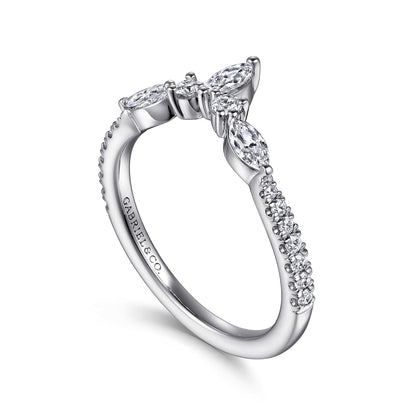 Curved Platinum Marquise and Round Diamond Anniversary Band — Gabriel & Co. AN15563PT4JJ