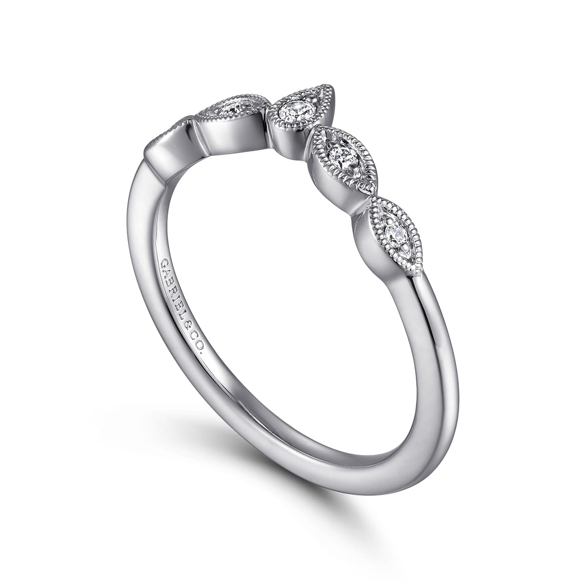 Vintage Inspired Platinum Curved Diamond Anniversary Band — Gabriel & Co. AN15566PT4JJ