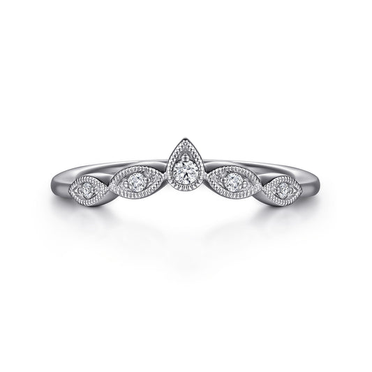 Vintage Inspired 14K White Gold Curved Gold Diamond Anniversary Band — Gabriel & Co. AN15566W44JJ