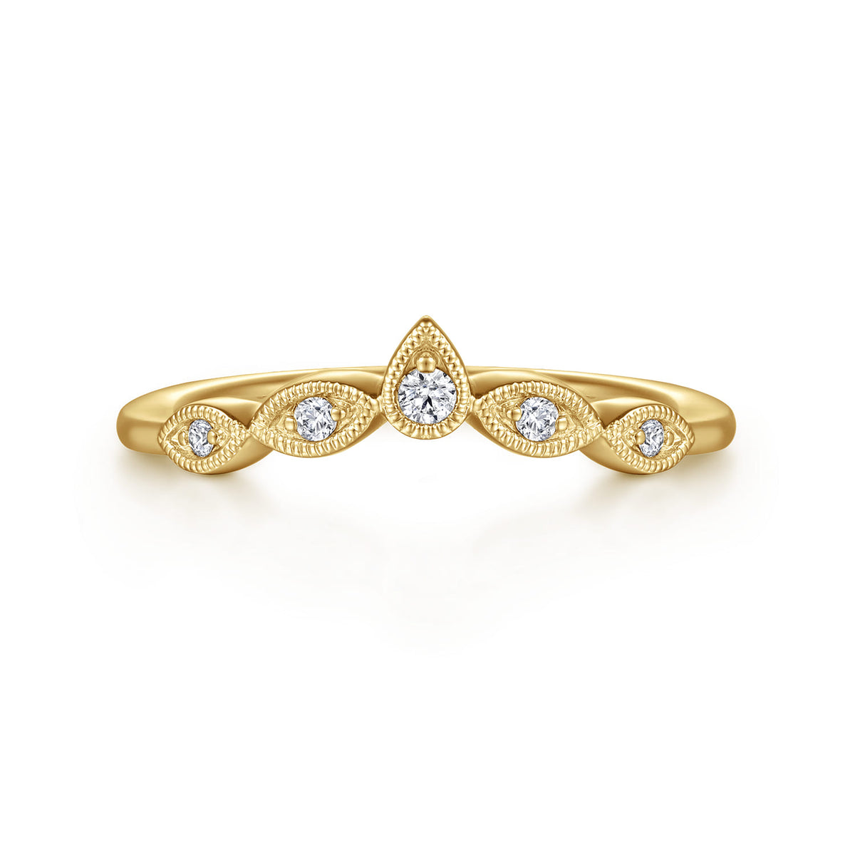 Vintage Inspired 14K Yellow Gold Curved Diamond Anniversary Band — Gabriel & Co. AN15566Y44JJ