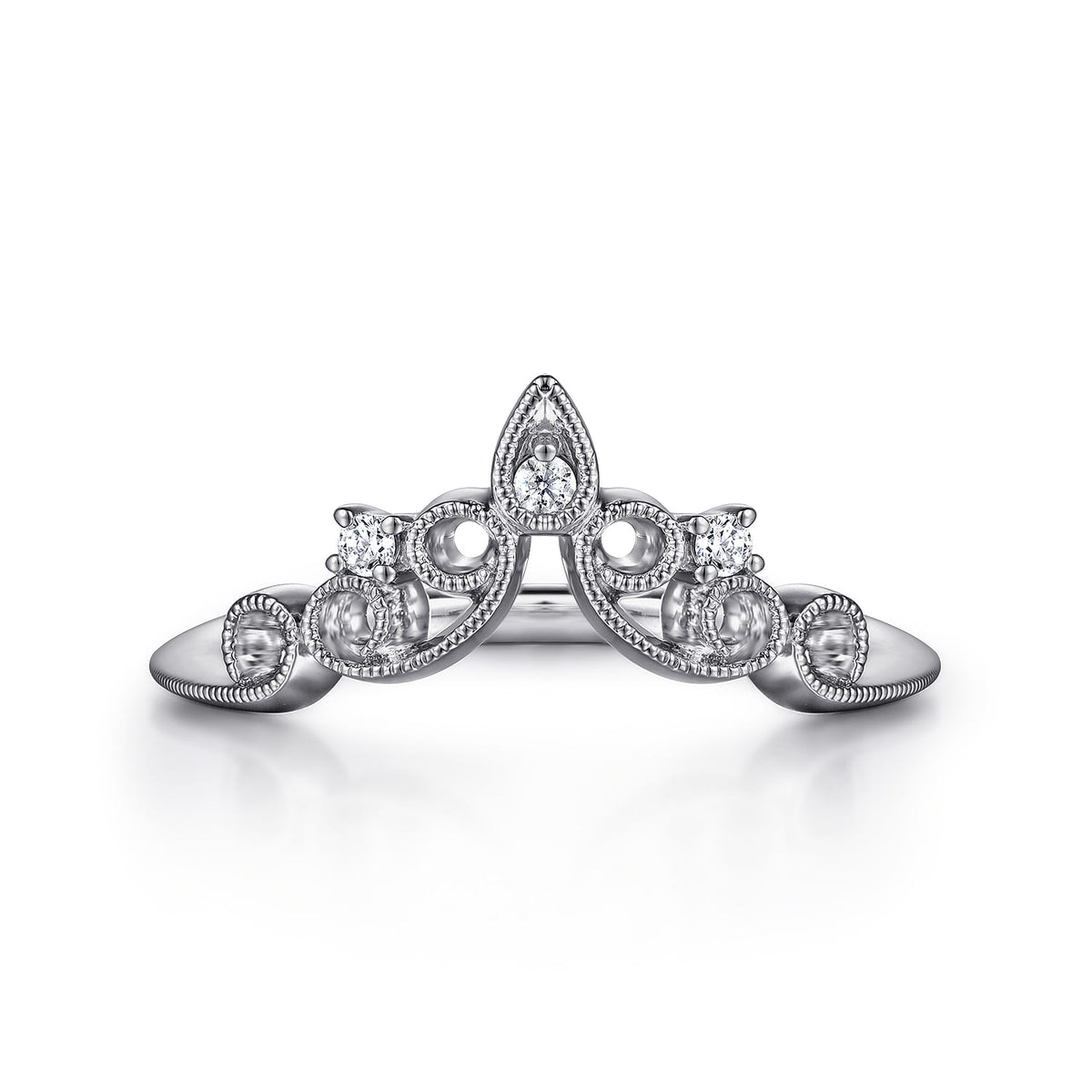 14K White Gold Curved Filigree Diamond Ring — Gabriel & Co. AN15567W44JJ