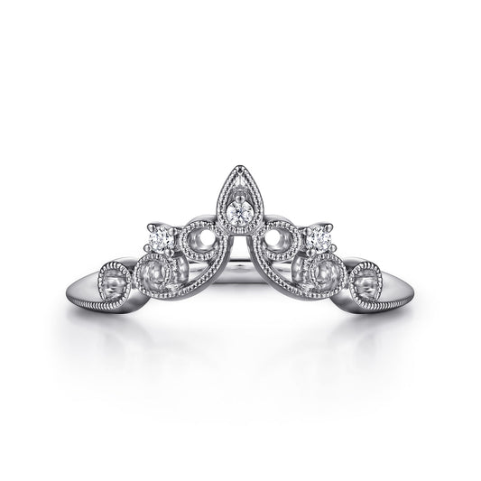 14K White Gold Curved Filigree Diamond Ring — Gabriel & Co. AN15567W44JJ