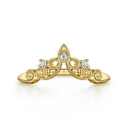 14K Yellow Gold Curved Filigree Diamond Ring — Gabriel & Co. AN15567Y44JJ