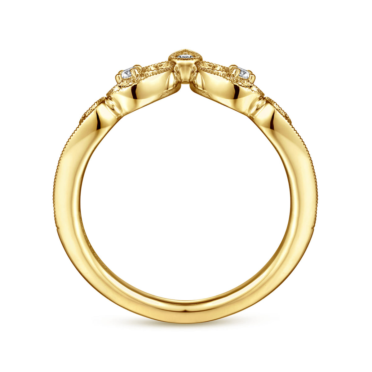 14K Yellow Gold Curved Filigree Diamond Ring — Gabriel & Co. AN15567Y44JJ