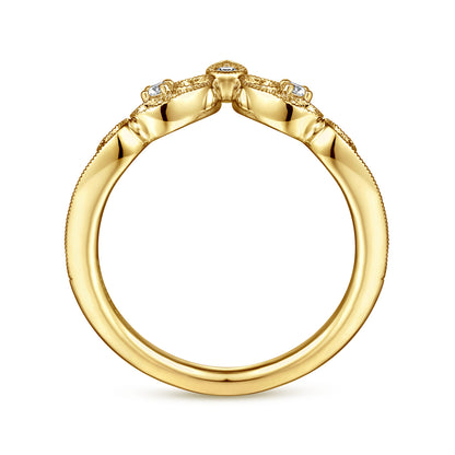 14K Yellow Gold Curved Filigree Diamond Ring — Gabriel & Co. AN15567Y44JJ